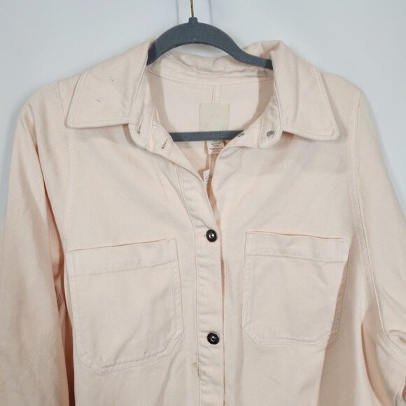 H&M Long Denim Shirt Jacket in Light Pink - Size Small - Picture 3 of 11